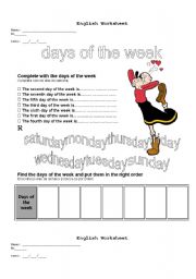 English Worksheet: days and months