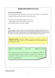 English Worksheet: Abbreviations from Latin