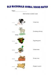 English Worksheet: Old MacDonalds animals sounds