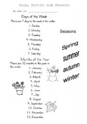 MONTHS-DAYS OF THE WEEK -SEASONS