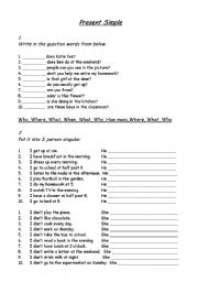 English Worksheet: Present Simple