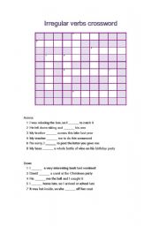 English Worksheet: Irregular Verbs Crossword