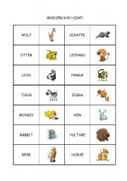 English Worksheet: animals domino