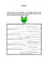 English Worksheet: Dialogue with an Alien