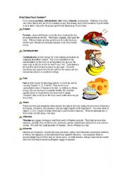 English Worksheet: what does food contain?