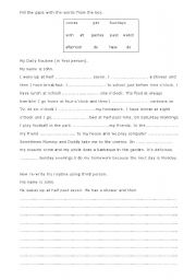 English Worksheet: Daily routine