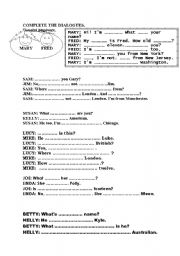 English Worksheet: Introducing myself and my friends
