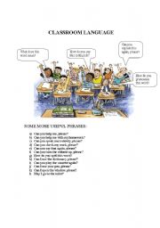 English Worksheet: classroom language