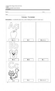 English Worksheet: Pictionary A- C