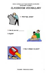 English Worksheet: Classroom Vocabulary