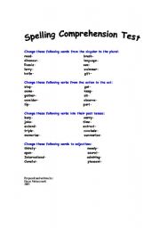 English Worksheet: CHANGING FROM THE SINGULAR TO THE PLURAL WORKSHEET