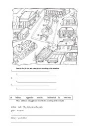 English Worksheet: TOWN PLACES AND PREPOSITIONS