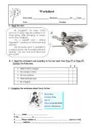 English Worksheet: Harry Potter