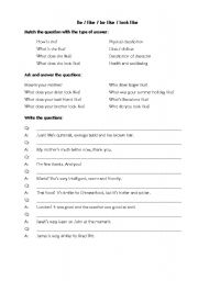 English Worksheet: Be / Like / Be like / Look like