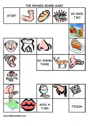 English Worksheet: The body rhymes board game