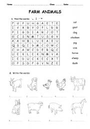 English Worksheet: Farm Animals 