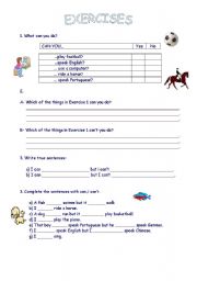 English Worksheet: Expressing abilities can-cant 2