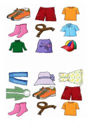 English Worksheet: clothes bingo cards 1+2