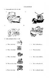 English Worksheet: English test action verbs