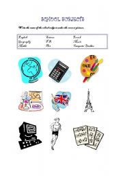 English Worksheet: school subjects