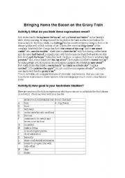 English Worksheet: Reading Food Idioms