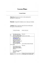 English worksheet: lesson plan