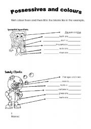 English Worksheet: possessives and colours