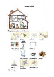 English Worksheet: rooms in the house