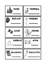 English Worksheet: pirate mixed letters