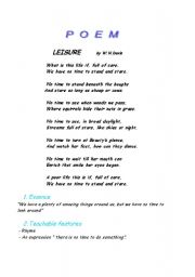 English Worksheet: Poem Lesson Plan