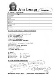 English worksheets: John Lennon Woman Song Worksheet