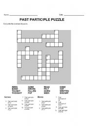 English Worksheet: Past participle crossword