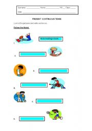 English Worksheet: PRESENT  CONTINUOUS  TENSE