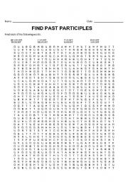 English Worksheet: Past participle word search