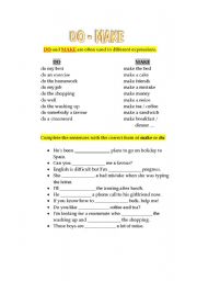 English Worksheet: DO and MAKE