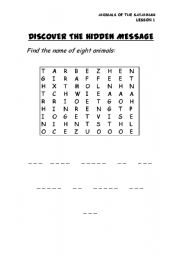 English worksheet: Animals Wordsearch