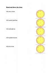 English Worksheet: Read and draw time