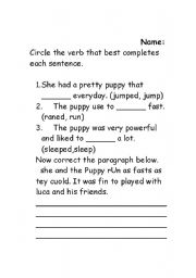 English worksheet: grammar checking skills