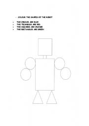 English Worksheet: Colour the shapes of the robot