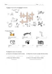 English Worksheet: Animals