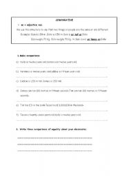 English Worksheet: Comparativre form as ....as