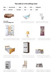 English Worksheet: furniture and rooms