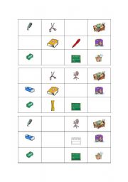 English Worksheet: Classroom objects bingo