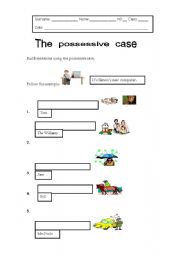English Worksheet: POSSESSIVE  CASE