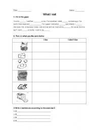 English Worksheet: Food- What I Eat