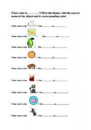 English Worksheet: colors and objects