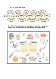 English Worksheet: positive / negative adjectives