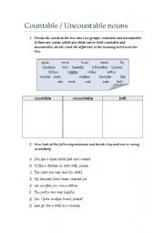 Countable / Uncountable Nouns exercises