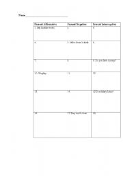 English Worksheet: Present Chart