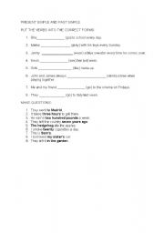 English Worksheet: Present Simple and Past Simple